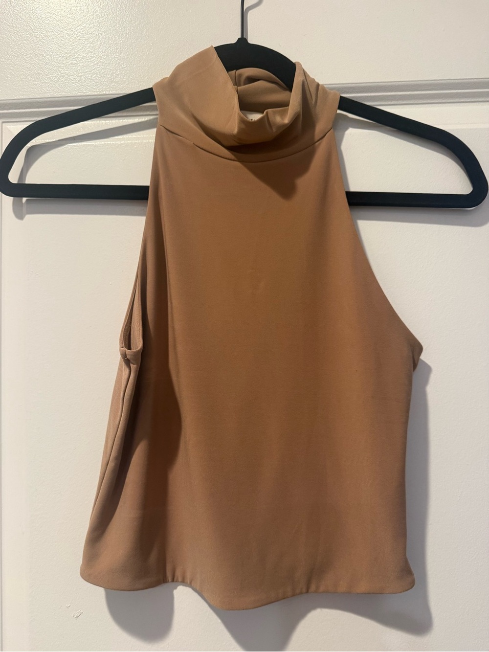 Mock Neck Sleeveless Tank Top - Camel Brown